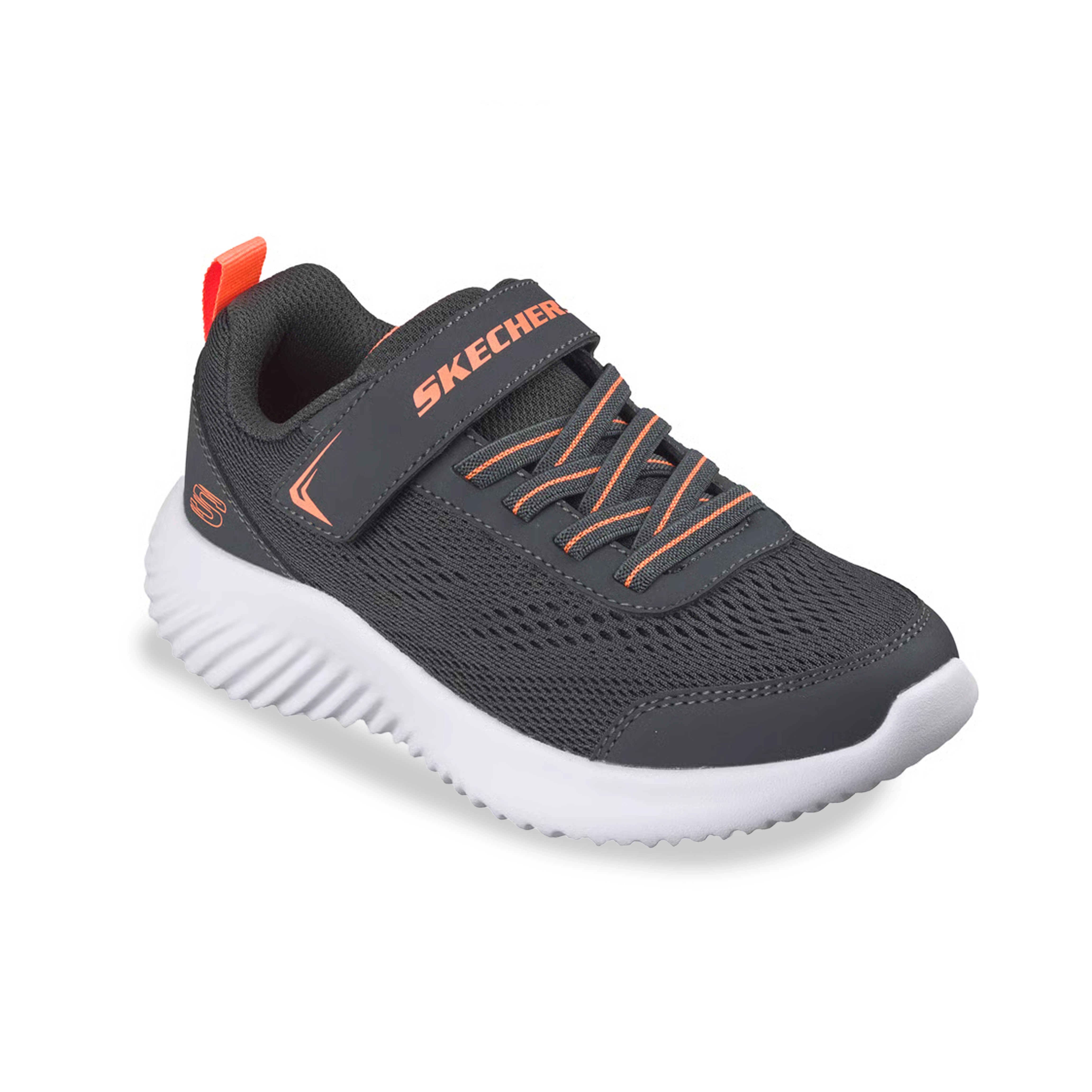 Tênis Skechers Bounder cinza com detalhes laranja, imagem para seção Why Buy